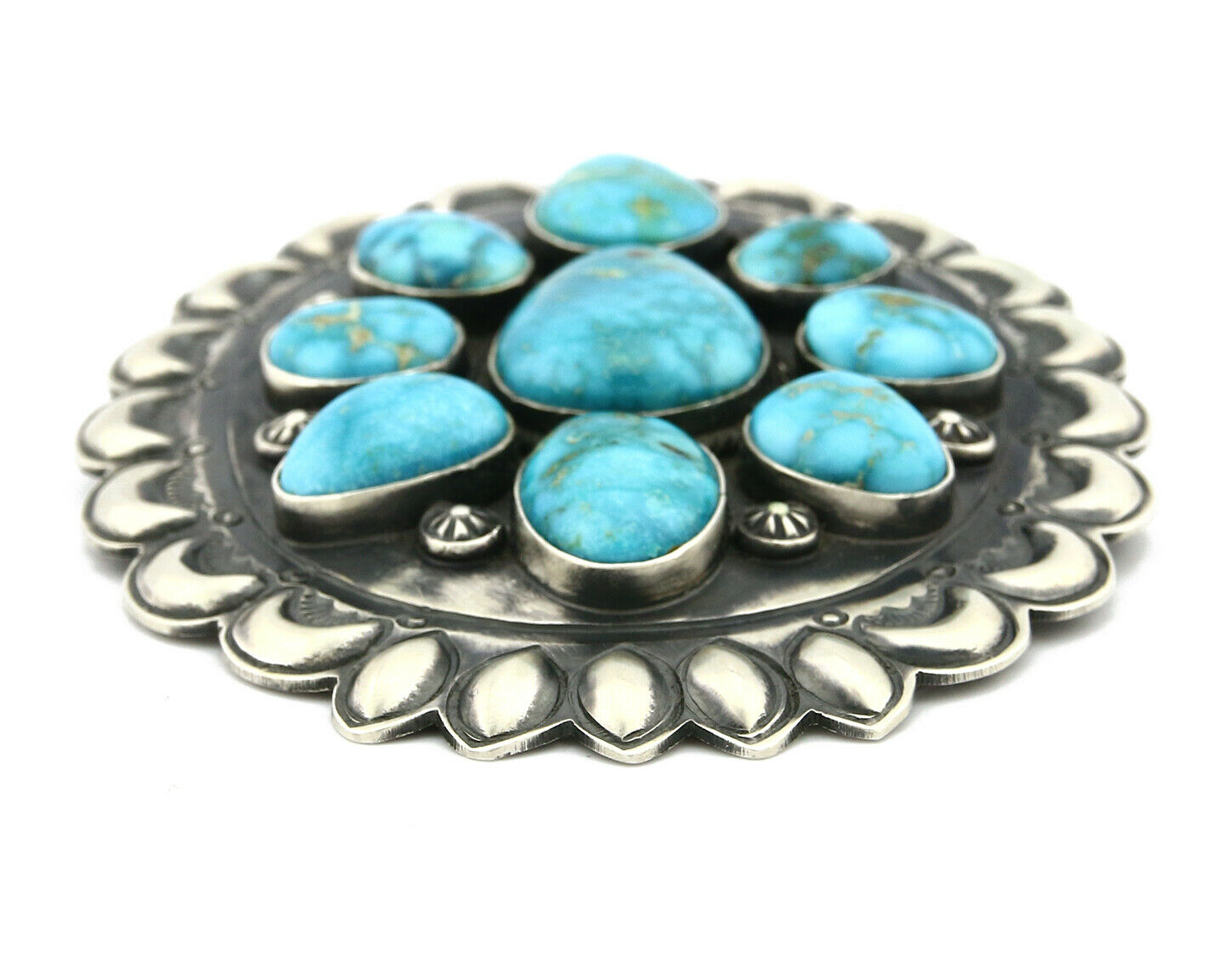 Navajo Morenci Turquoise Pendant .925 Silver Artist Paul J Begay C.80's