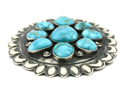 Navajo Morenci Turquoise Pendant .925 Silver Artist Paul J Begay C.80's