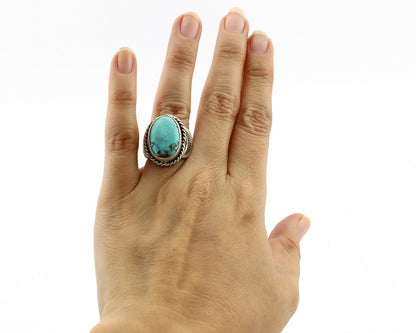 Navajo Ring .925 Silver Kingman Turquoise Artist Signed C Montoya C.80's