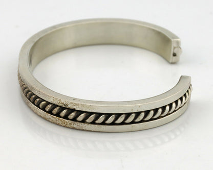 Navajo Handmade Bracelet .925 SOLID Silver Native Artist Signed Tahe Circa 1980s