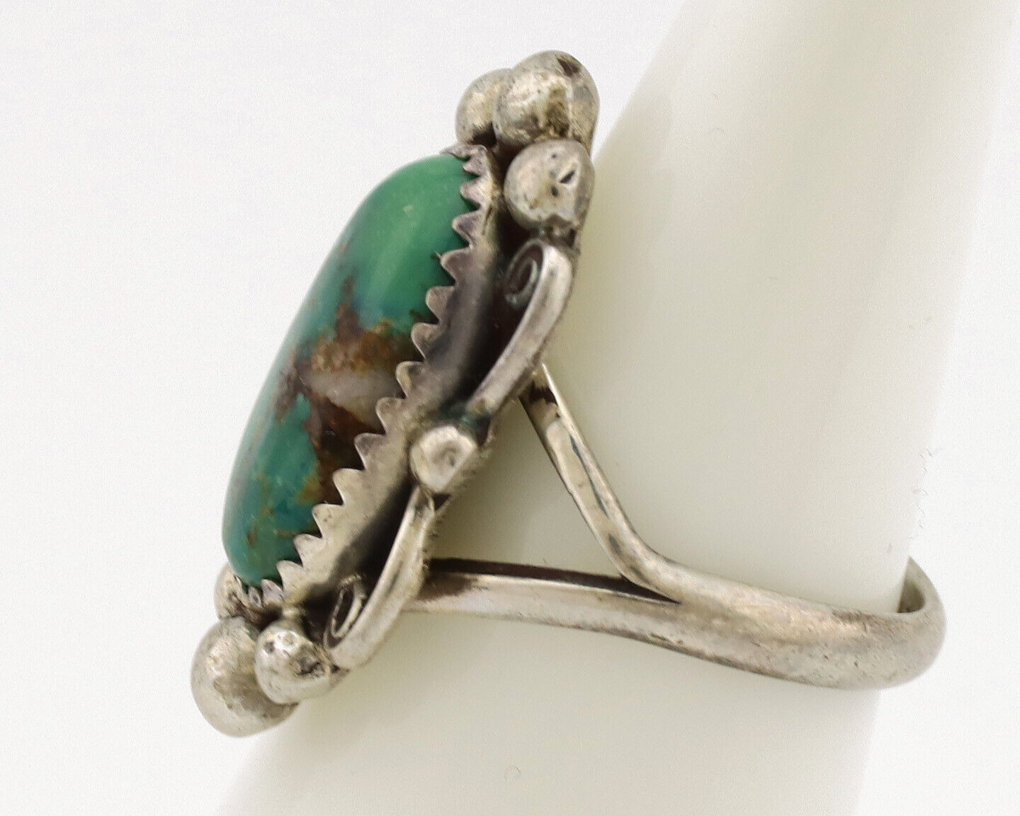 Navajo Ring .925 Silver Natural Turquoise Native American Artist C.1980's