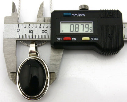 Navajo Onyx Necklace .925 Silver Artist Signed Native American C.80's