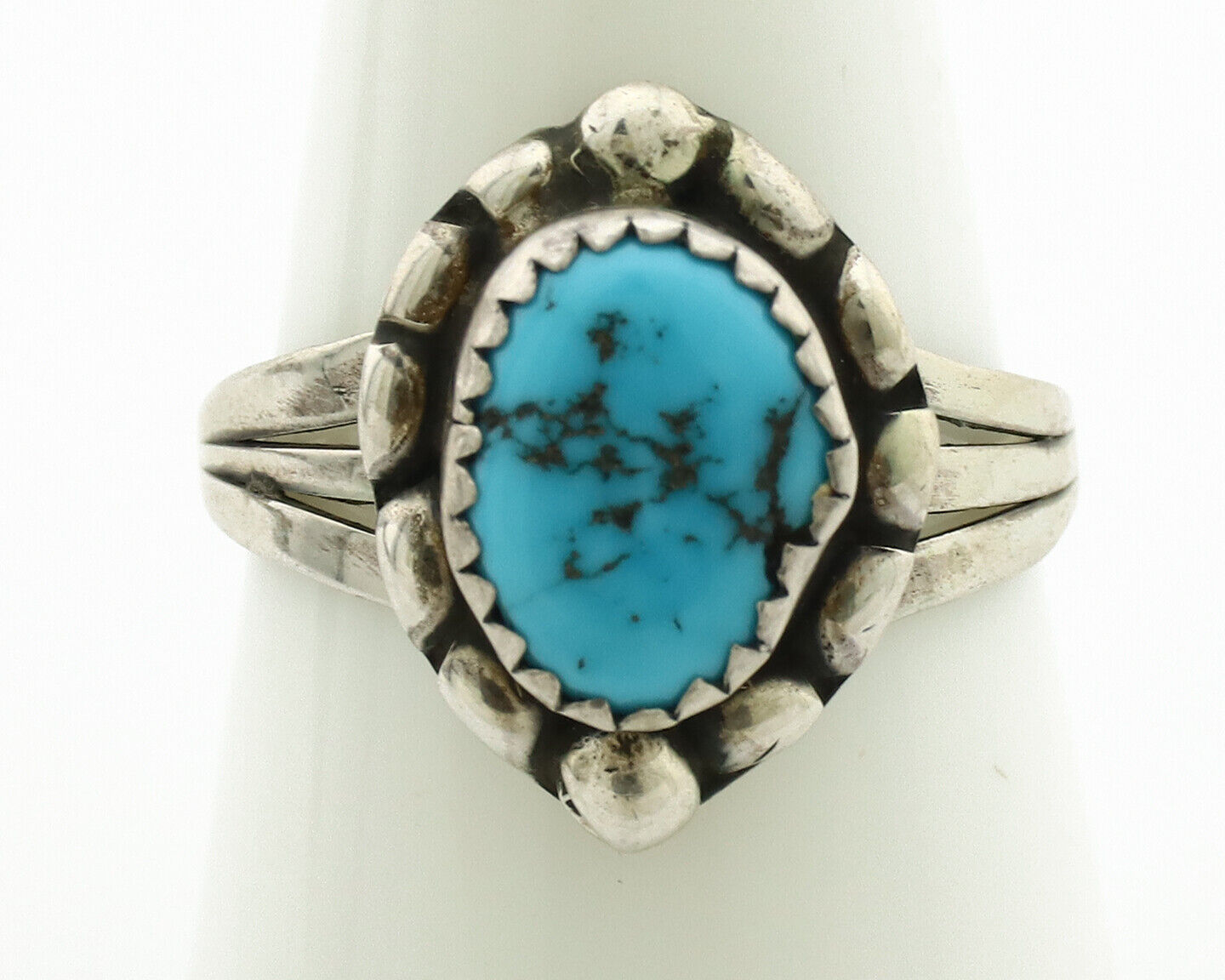 Navajo Ring .925 Silver Sleeping Beauty Turquoise Signed Sylvia Chee C.80's