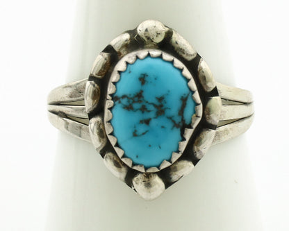 Navajo Ring .925 Silver Sleeping Beauty Turquoise Signed Sylvia Chee C.80's