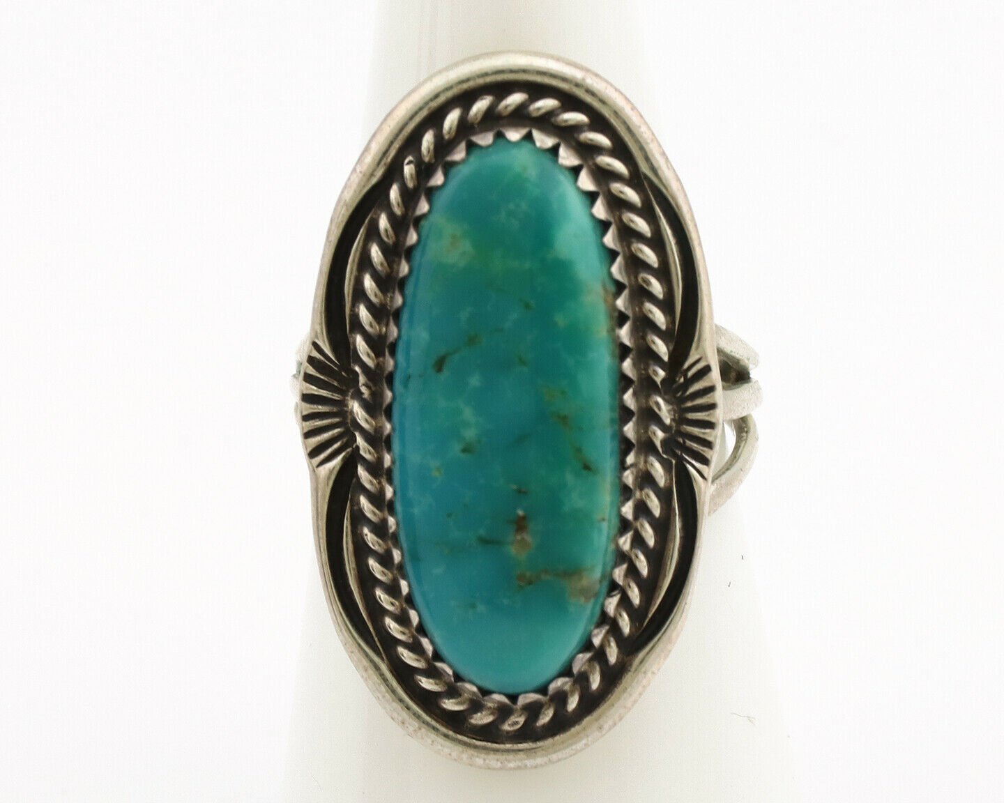 Navajo Ring .925 Silver Nevada Turquoise Native American Artist C.1980's