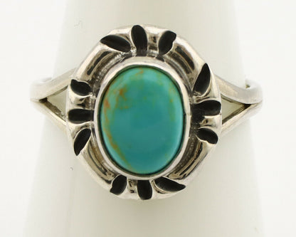 Navajo Ring .925 Silver Kingman Turquoise Artist Signed Gecko C.90's