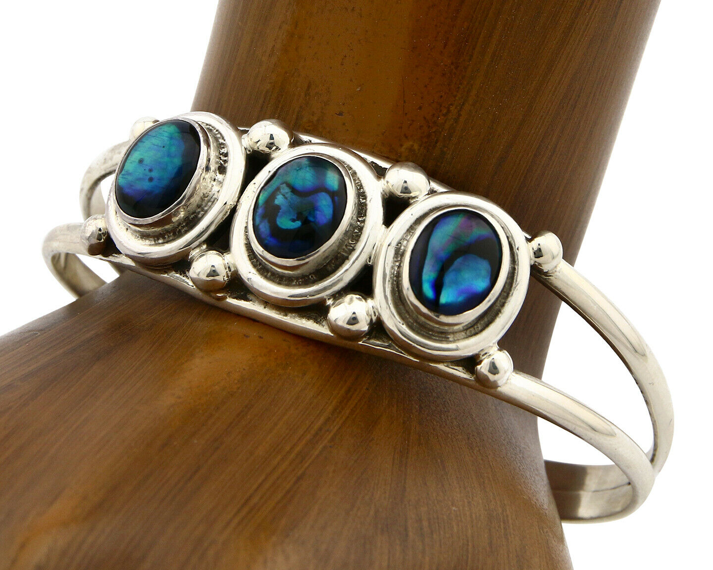 Navajo Bracelet .925 Silver Natural Mother of Pearl Handmade Native Artist C80's