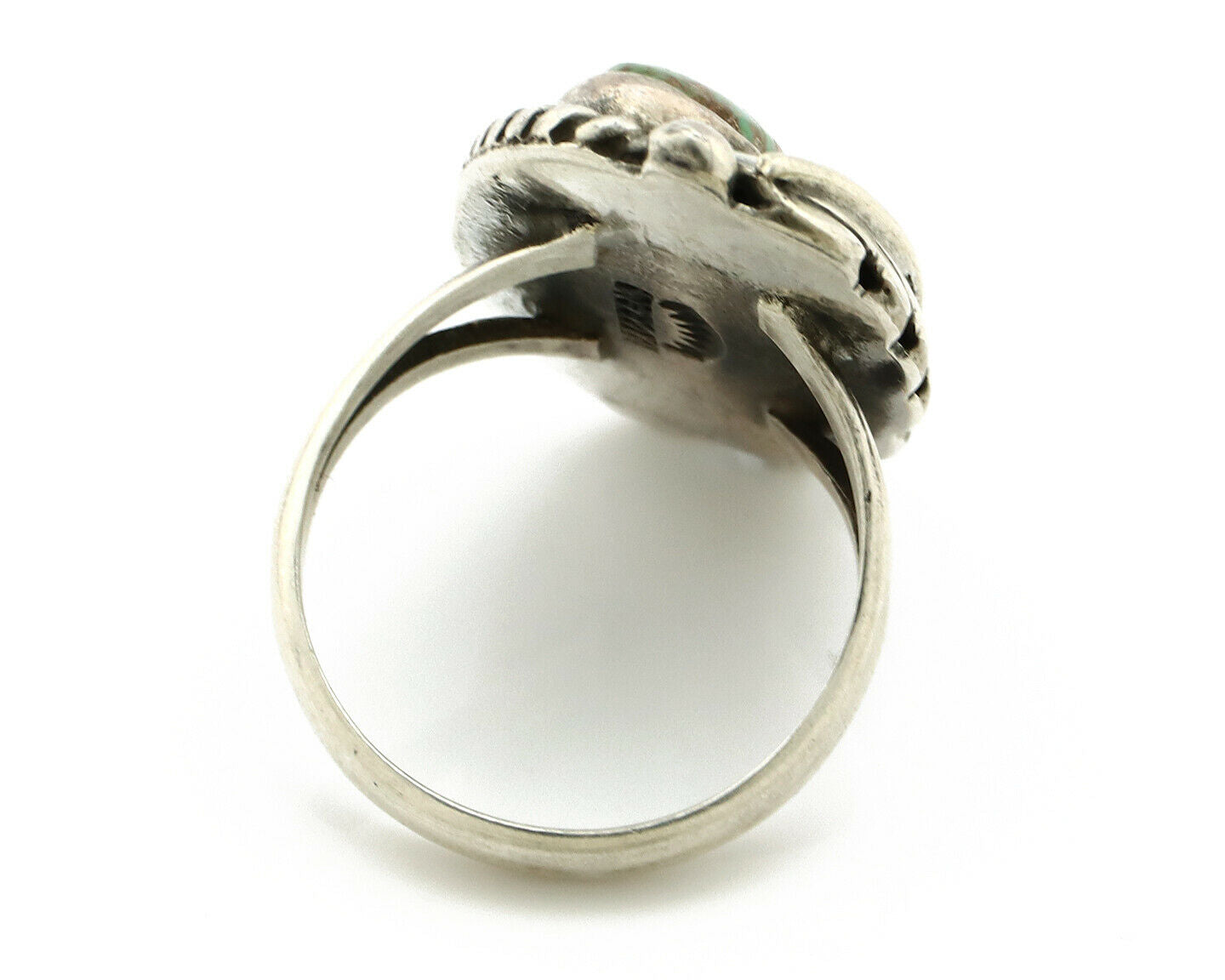 Navajo Ring .925 Silver Manassas Turquoise Signed Artist Apache C.80's