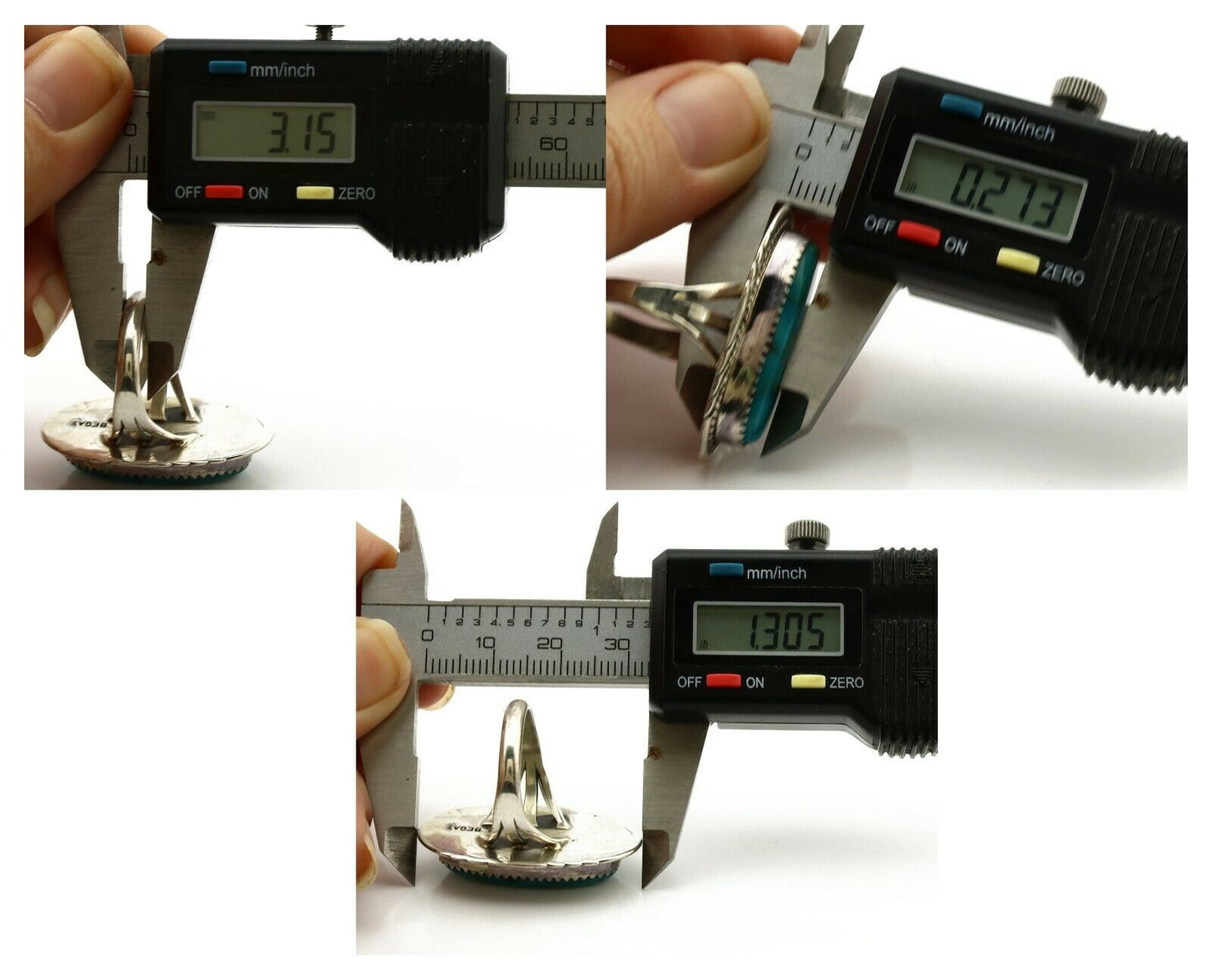 Navajo Ring .925 Silver Blue Turquoise Artist Signed M Begay C.1980's