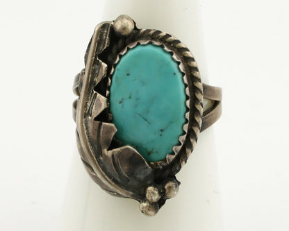 Navajo Ring .925 Silver Kingman Turquoise Native American Artist C.1980's