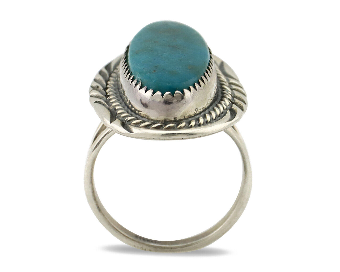 Navajo Ring 925 Silver Natural Blue Turquoise Native American Artist C.1980's