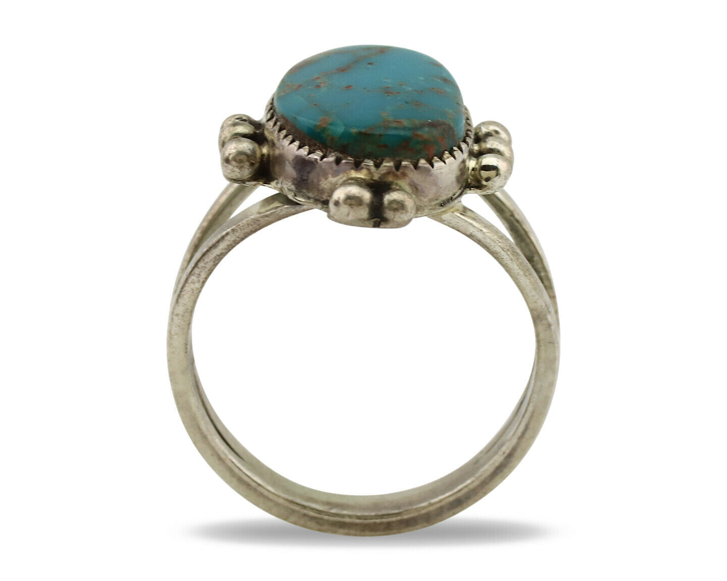 Navajo Ring .925 Silver Nevada Turquoise Artist Native American C.1980's