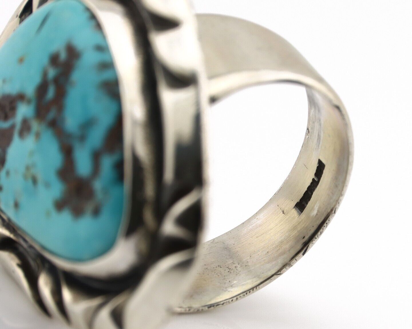 Navajo Ring 925 Silver Natural Blue Turquoise Native Artist Signed C Montoya C80