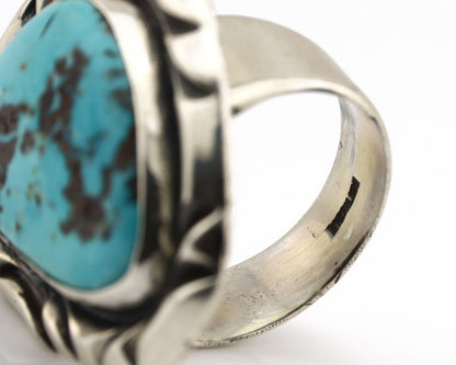 Navajo Ring 925 Silver Natural Blue Turquoise Native Artist Signed C Montoya C80
