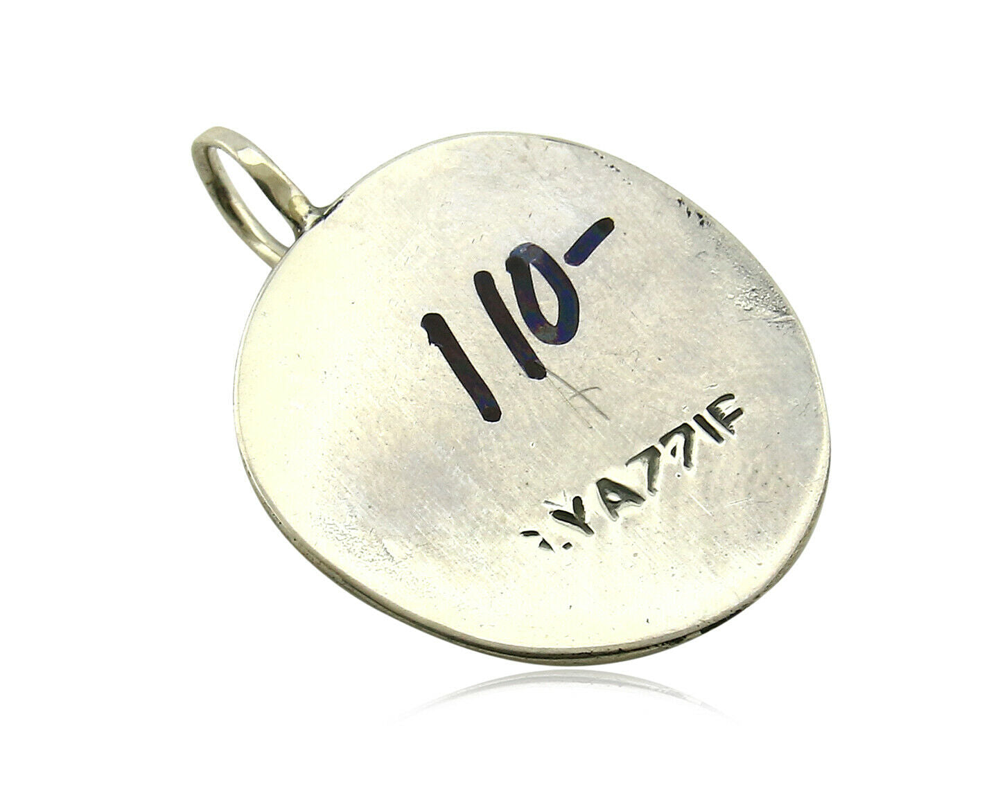 Navajo Pendant .925 Silver Kingman Turquoise Signed Artist Yazzie C.80's