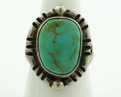 Navajo Ring .925 Silver Kingman Turquoise Artist Signed Gecko C.1980's