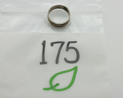 Navajo Ring 925 Silver & Solid 14k Yellow Gold Artist Signed E Hand Stamped C80s