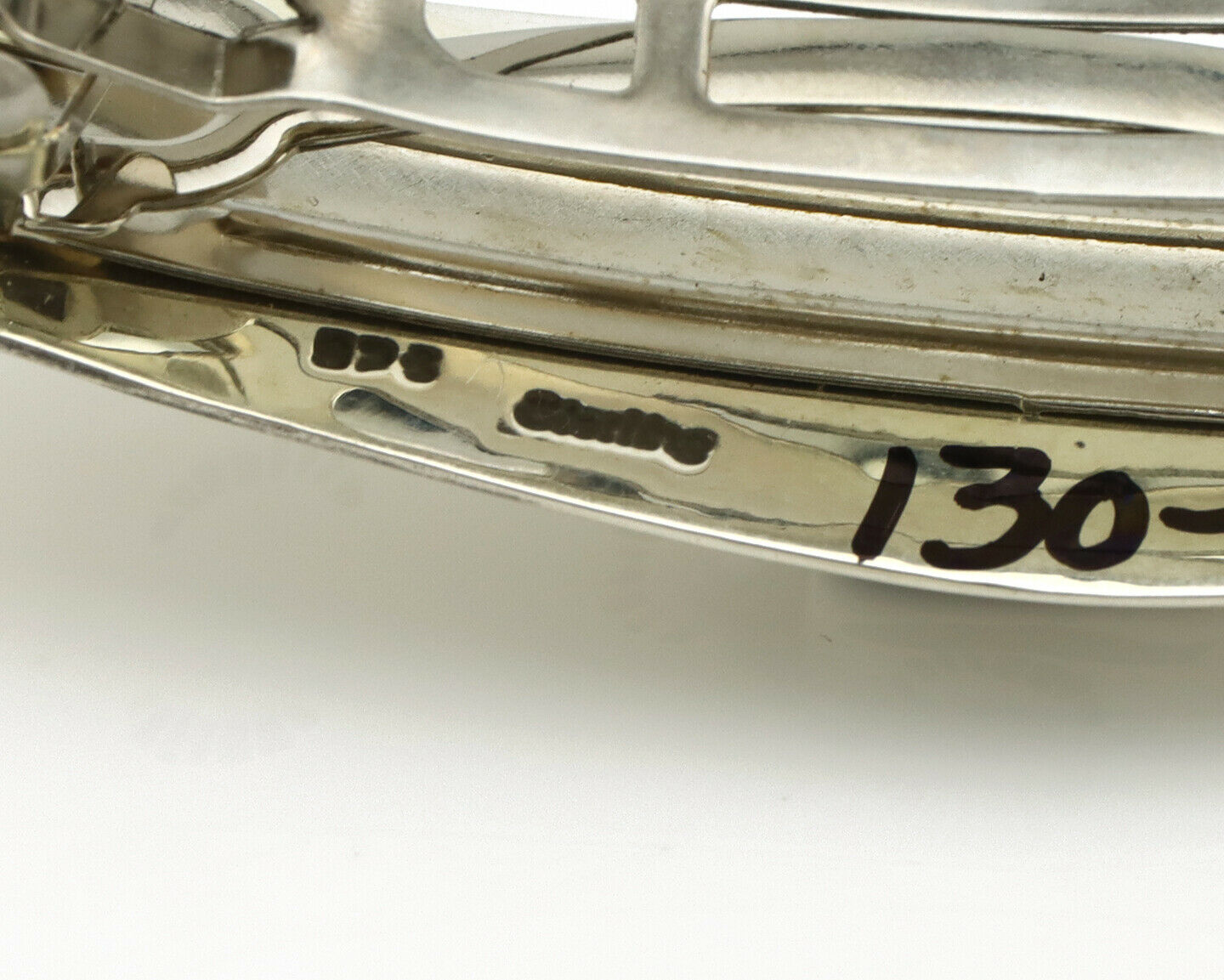 Navajo Hair Clip .925 Silver Green Spiderweb Turquoise Barrette C.80's