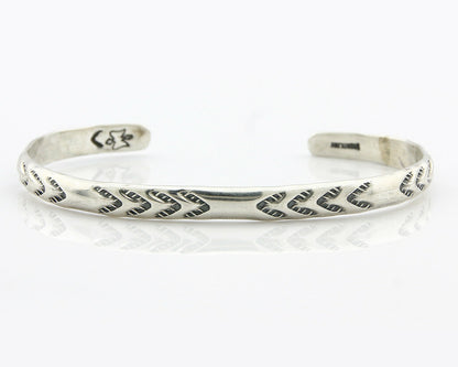 Navajo Bracelet .925 Silver Hand Stamped Arrow Head Artist I Montoya C.80's