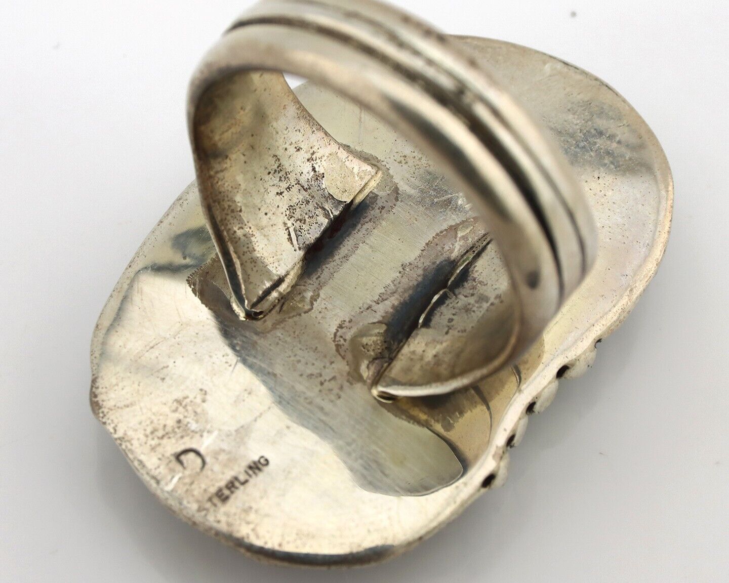 Navajo Ring 925 Silver Natural Blue Turquoise Artist Signed D Zachary C.80s