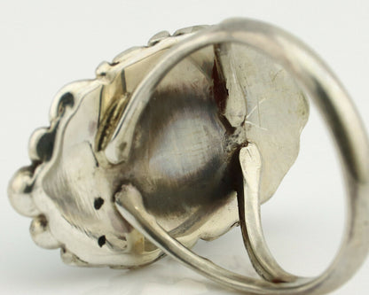 Navajo Ring .925 Silver Blue Turquoise Native American Artist C.80's