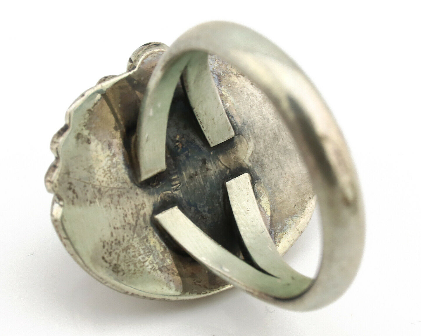 Navajo Ring .925 Silver Kingman Turquoise Native American Artist C.1980's