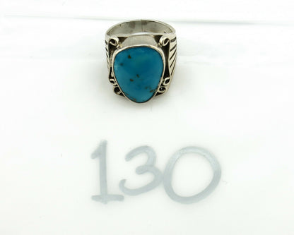 Navajo Ring .925 Silver Blue Turquoise Artist Signed T C.80's