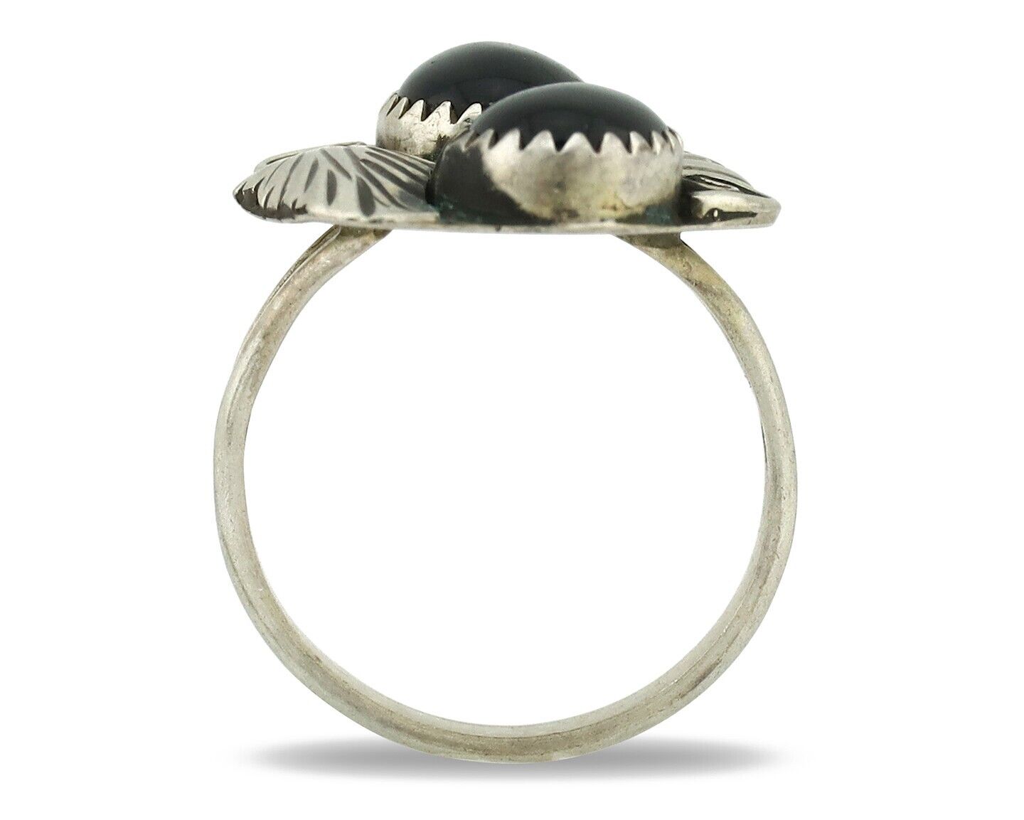 Navajo Ring 925 Silver Natural Mined Onyx Artist Signed T Thomas C.80's