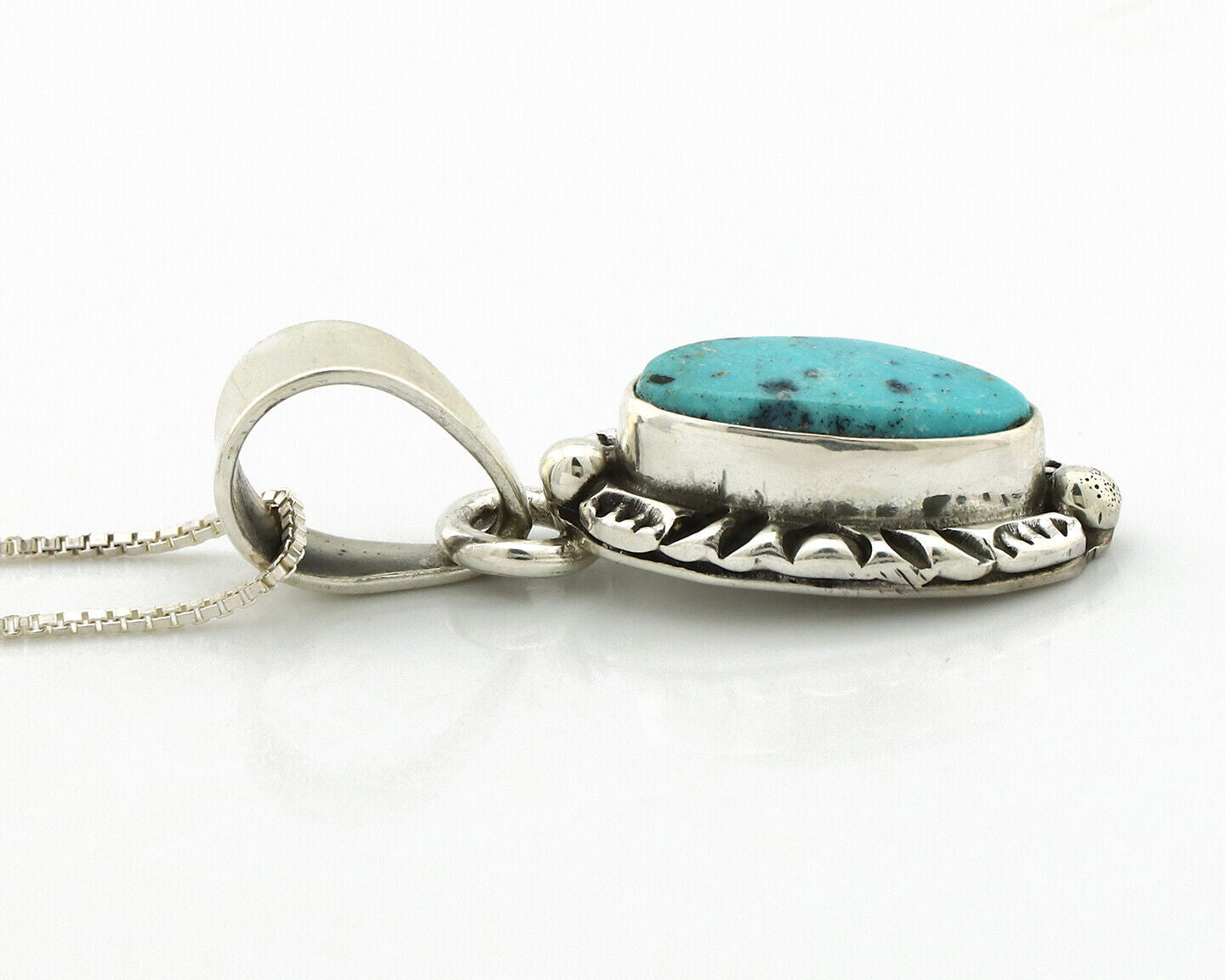 Navajo Necklace 925 Silver Kingman Turquoise Artist Signed Gecko C.80's