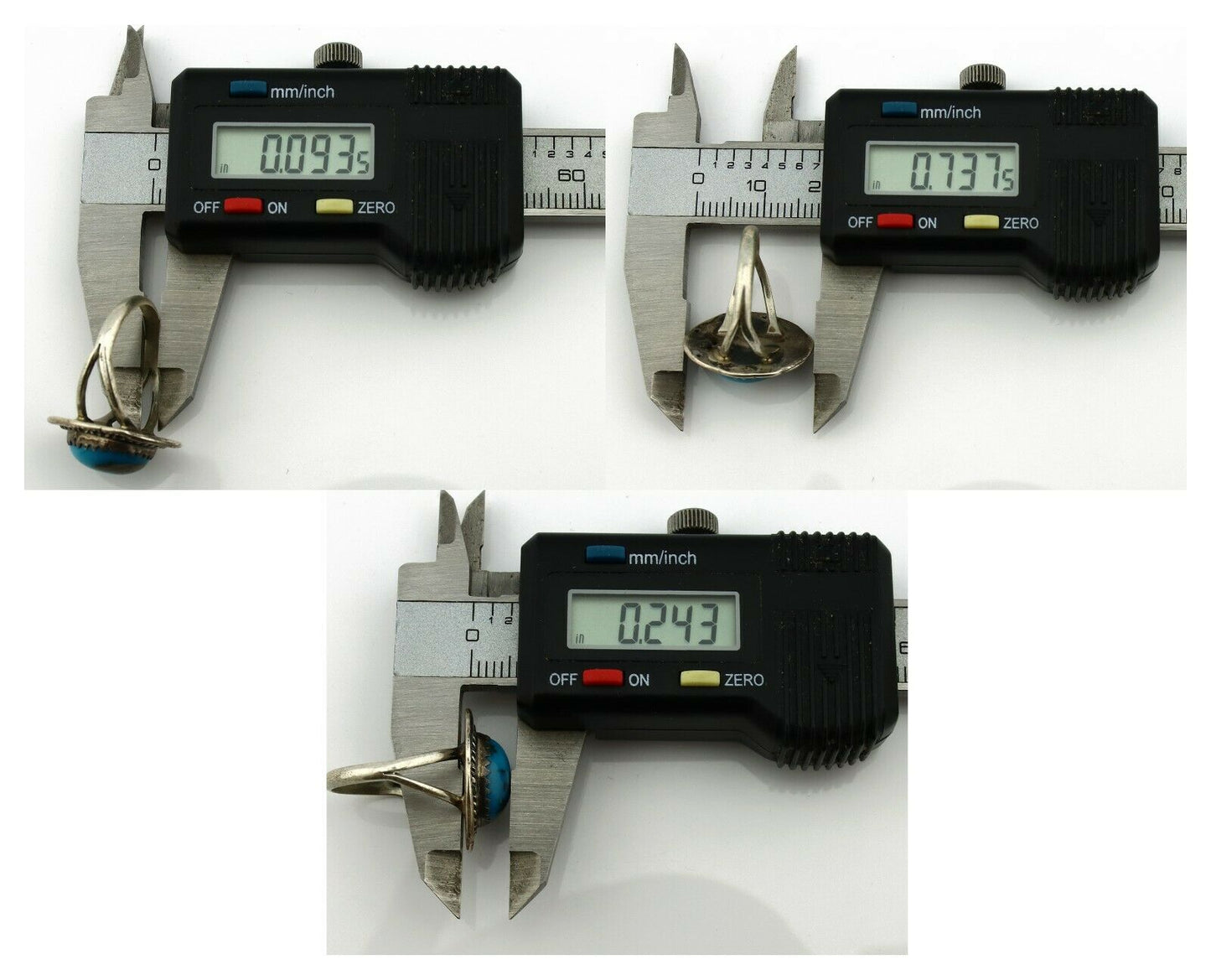 Navajo Ring .925 Silver Natural Blue Turquoise Native American Artist C.80's