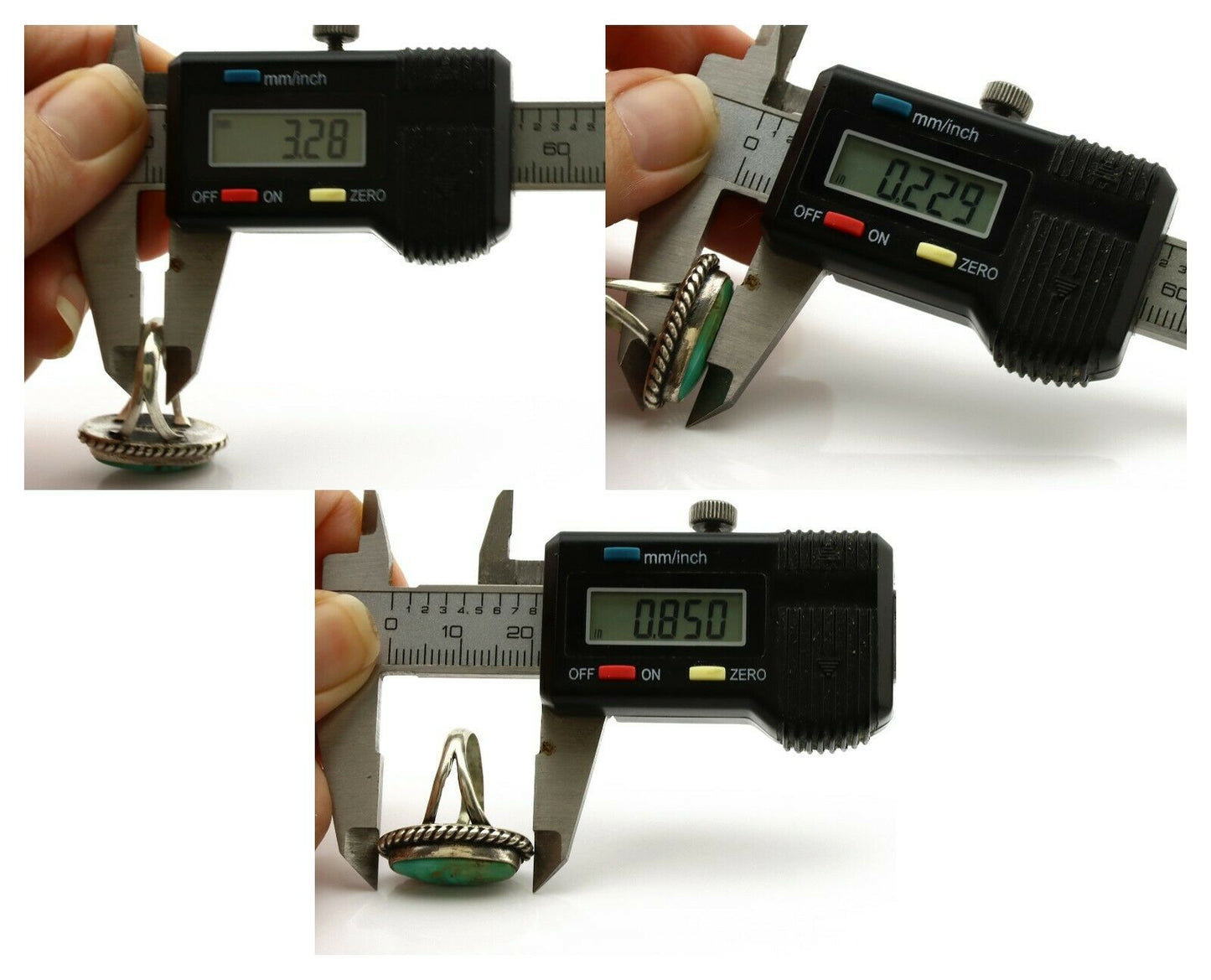 Navajo Ring .925 Silver Royston Turquoise Native American Artist C.1980's