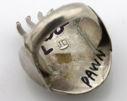 Navajo Ring 925 Silver Natural Mined Blue Turquoise Signed JD C.80's
