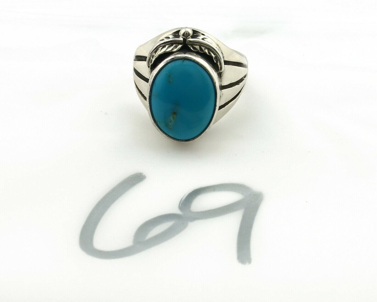 Navajo Ring .925 Silver Blue Southwest Turquoise Native Artist C.80's