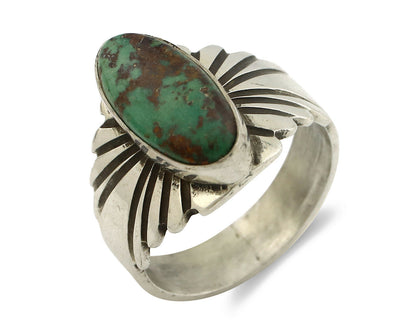 Navajo Ring .925 Silver Blue Green Arizona Turquoise Artist Signed Apache C.80's