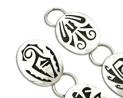 Hopi Concho Belt .925 SOLID Sterling Silver Signed Casey Cuch Overlay C.80's