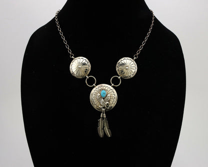 Navajo Necklace .925 Silver Sleeping Beauty Turquoise Signed A Payton C.80's