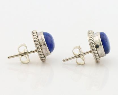 Navajo Earrings 925 Silver Natural Mined Lapis Native American Artist C80s