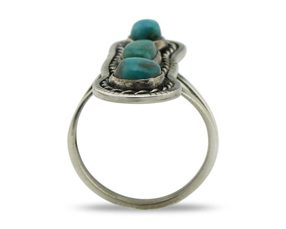 Navajo Ring .925 Silver Natural Blue Turquoise Native American Artist C.80's