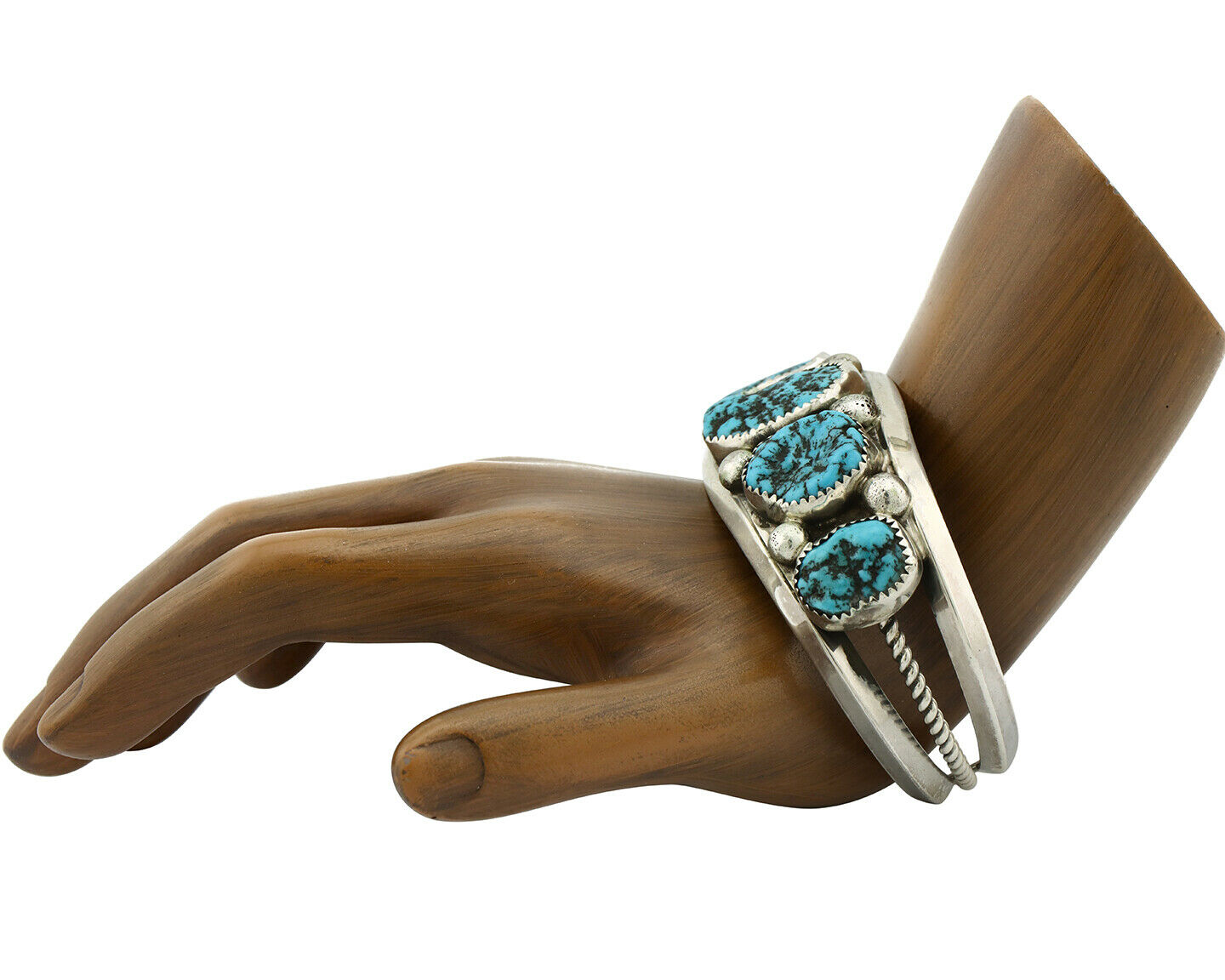 Navajo Bracelet .925 Silver Sleeping Beauty Turquoise Artist Josephine Rojas C90