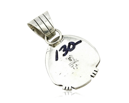 Navajo Pendant .925 Silver Kingman Turquoise Signed Artist FT C.80's