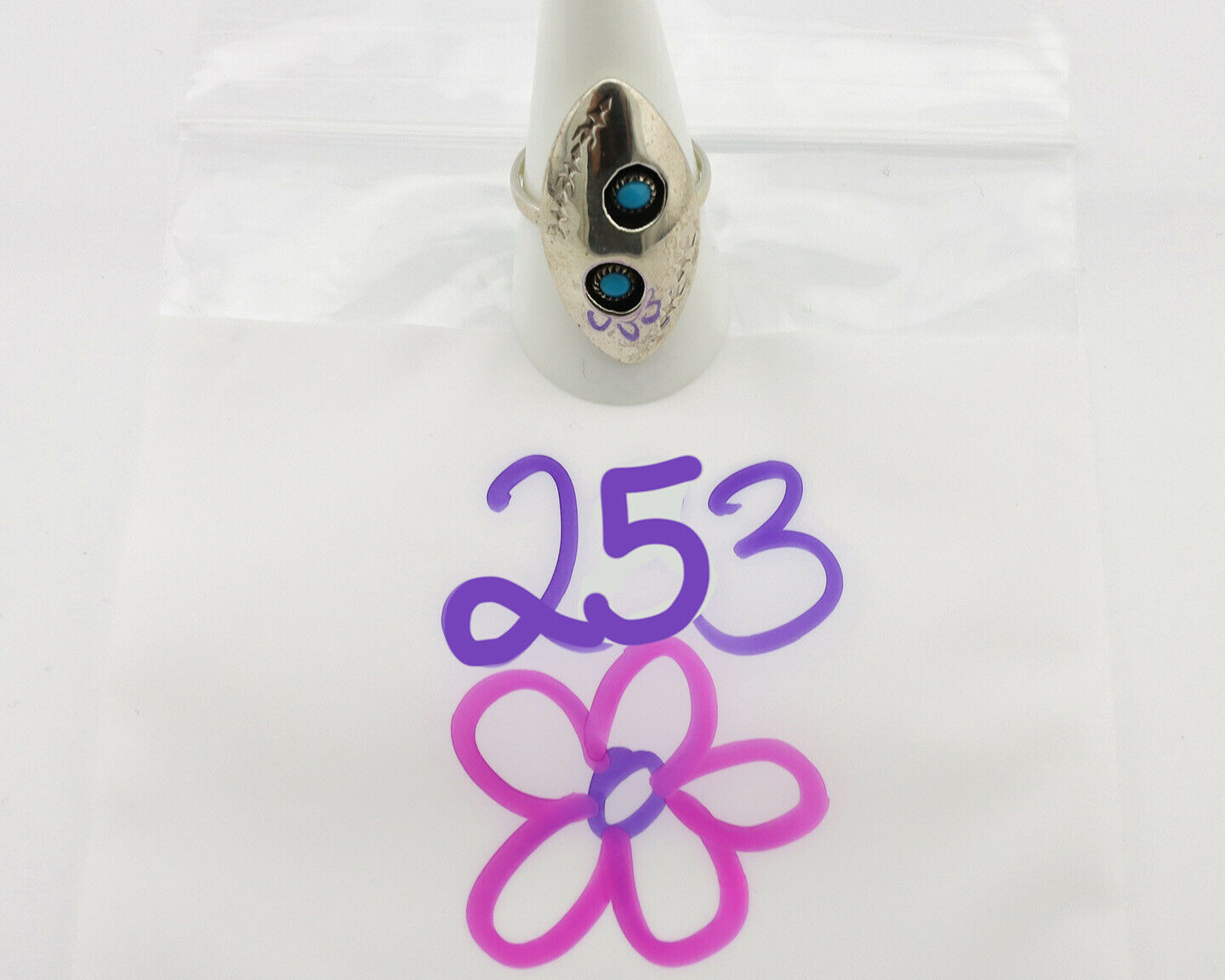 Navajo Ring .925 Silver Handmade Spiderweb Turquoise Native Artist C.1980's