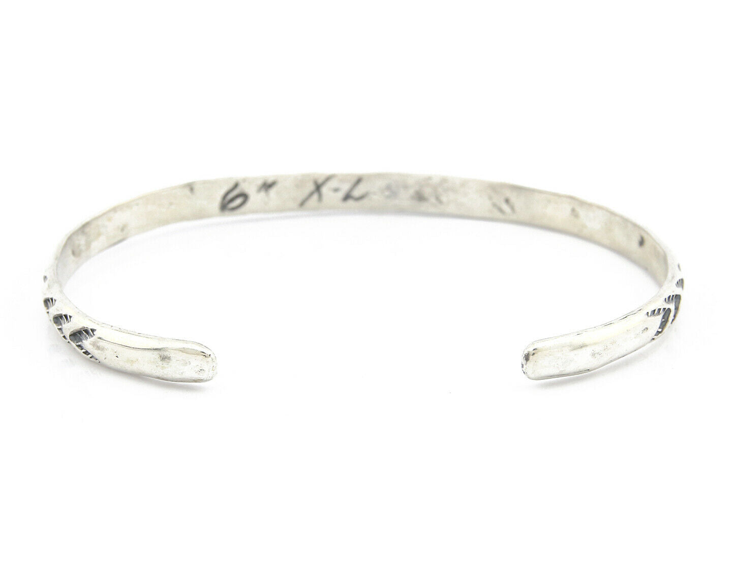 Navajo Bracelet .925 Silver Hand Stamped Arrow Head Artist I Montoya C.80's