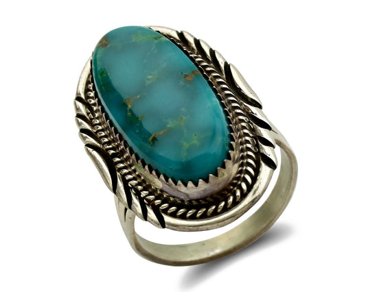 Navajo Ring .925 Silver Blue Turquoise Artist Signed M Begay C.1980's