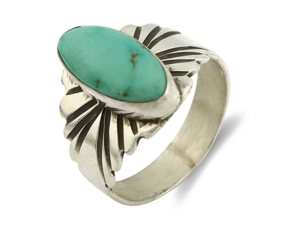 Navajo Ring .925 Silver Kingman Turquoise Artist Signed Apache C.80's