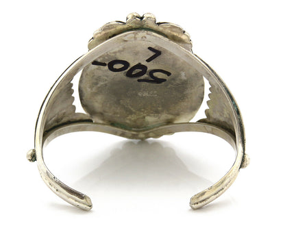 Navajo Bracelet .925 Silver Artist Carol Felley Natural Malachite C.80's