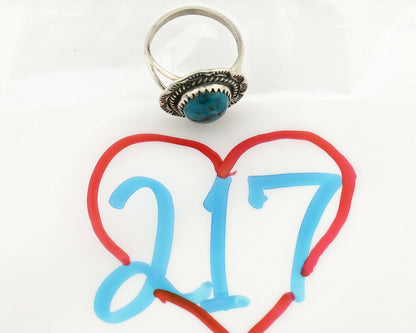 Navajo Ring .925 Silver Kingman Turquoise Native American Artist C.1980's