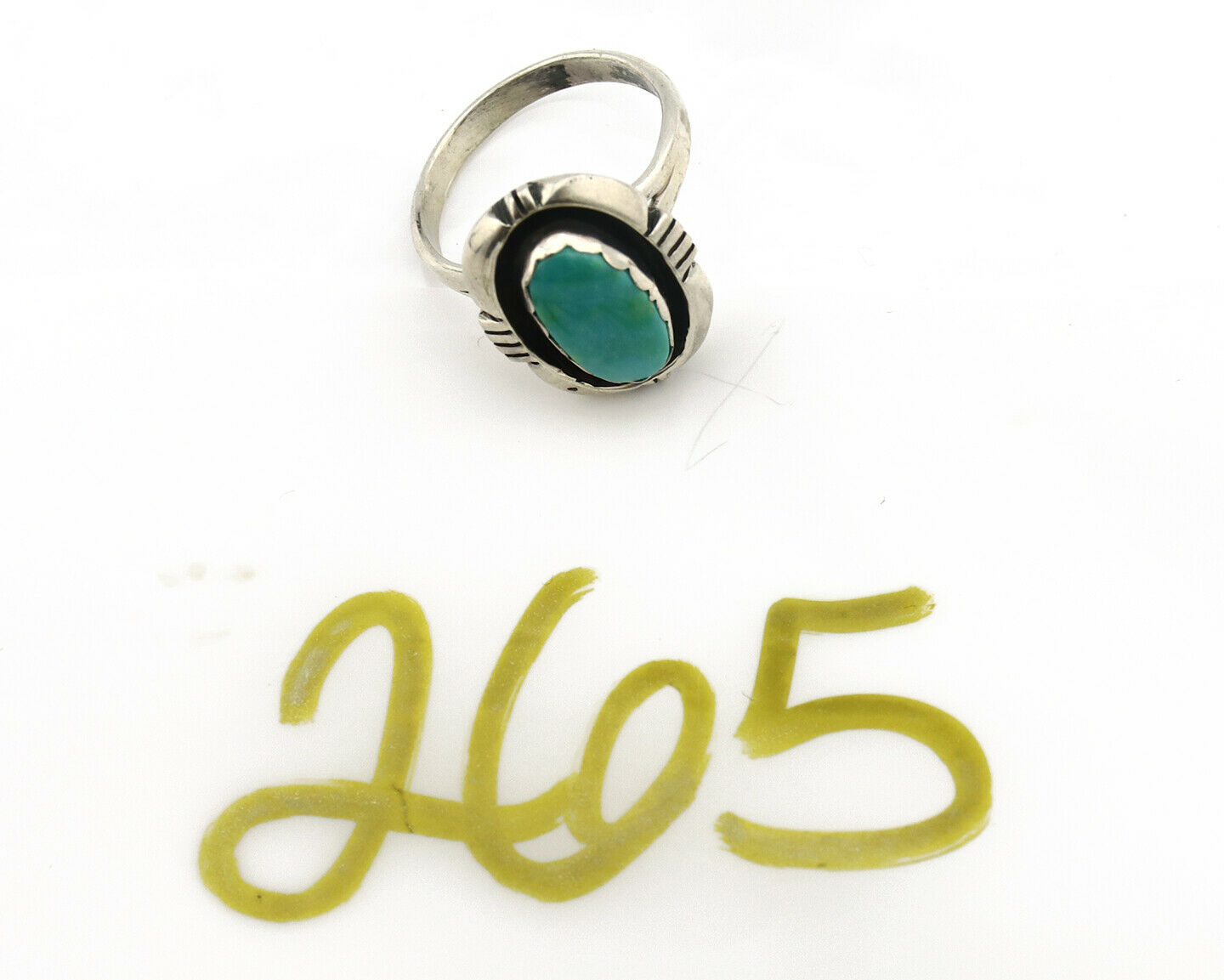 Navajo Ring .925 Silver Kingman Turquoise Handmade Native American Artist C.80's