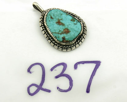 Navajo Pendant .925 Silver Kingman Turquoise Signed Artist Tom Willeto C.80's