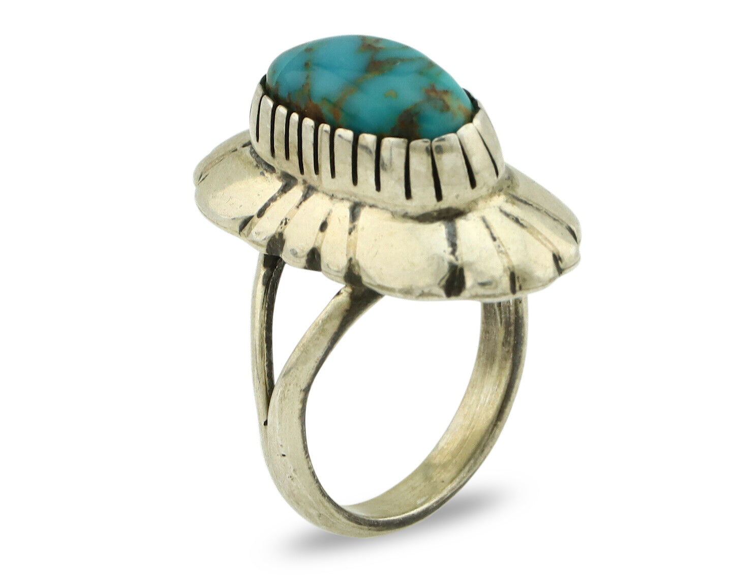 Navajo Ring .925 Silver Arizona Turquoise Signed M Montoya C.80's