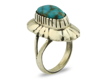 Navajo Ring .925 Silver Arizona Turquoise Signed M Montoya C.80's